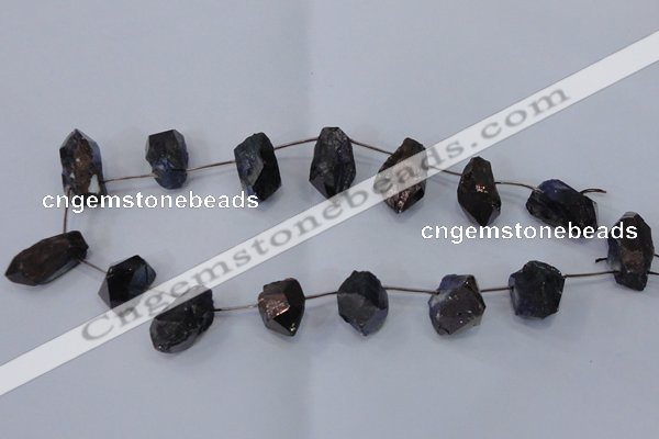 CTD1120 Top drilled 13*18mm - 18*25mm nuggets plated quartz beads