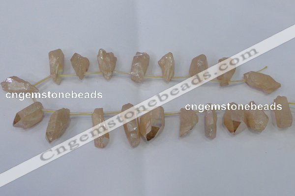 CTD1123 Top drilled 10*22mm - 12*30mm nuggets plated quartz beads