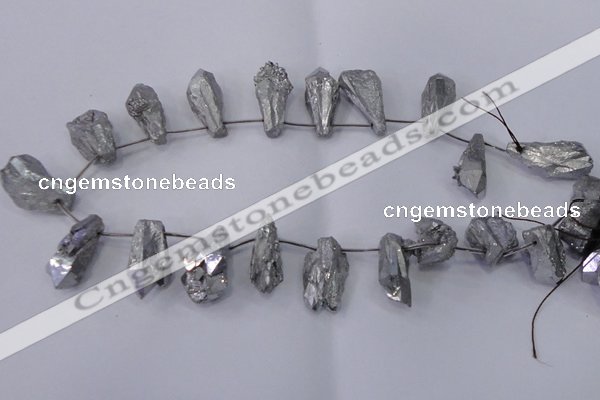 CTD1124 Top drilled 10*22mm - 12*30mm nuggets plated quartz beads