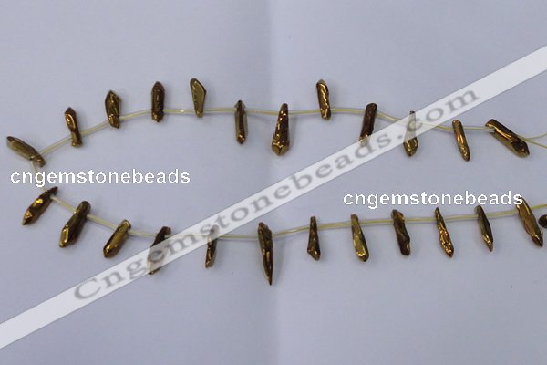 CTD1130 Top drilled 4*12mm - 6*20mm nuggets plated quartz beads