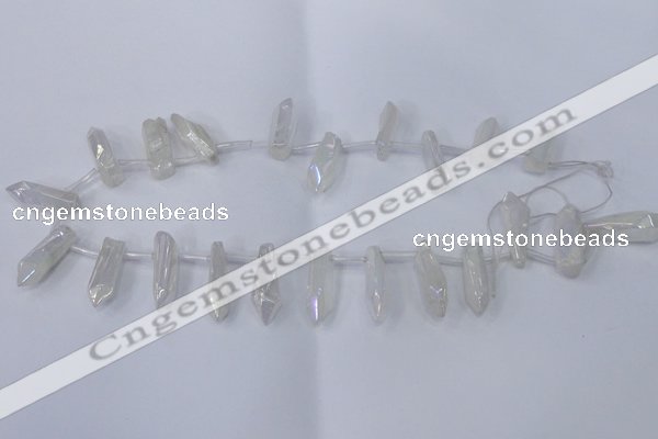 CTD1135 Top drilled 6*20mm - 8*25mm nuggets plated quartz beads