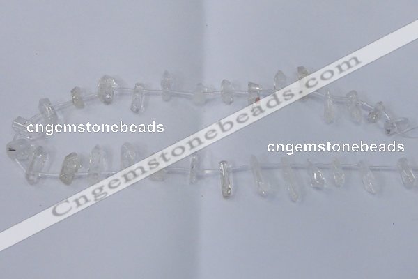 CTD1140 Top drilled 5*12mm - 6*18mm nuggets white crystal beads