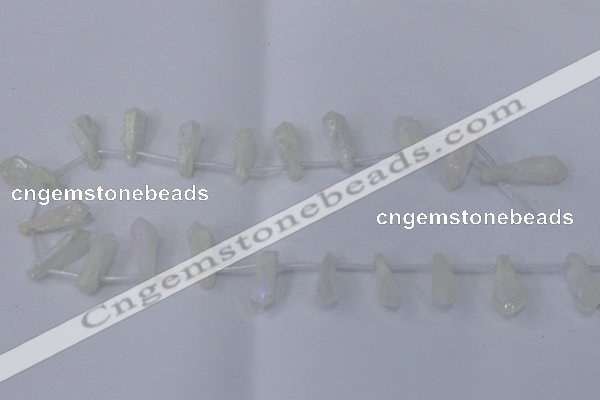 CTD1142 Top drilled 8*25mm - 10*30mm nuggets white crystal beads