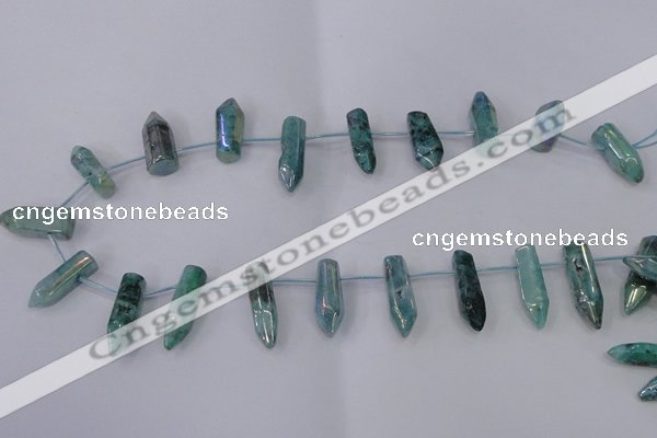 CTD1146 Top drilled 8*20mm - 10*30mm sticks plated quartz beads