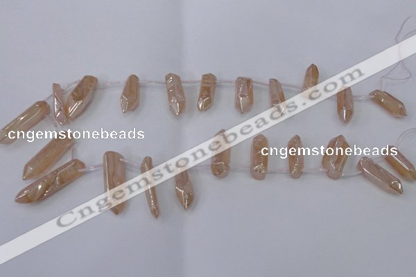 CTD1149 Top drilled 8*20mm - 10*30mm sticks plated quartz beads