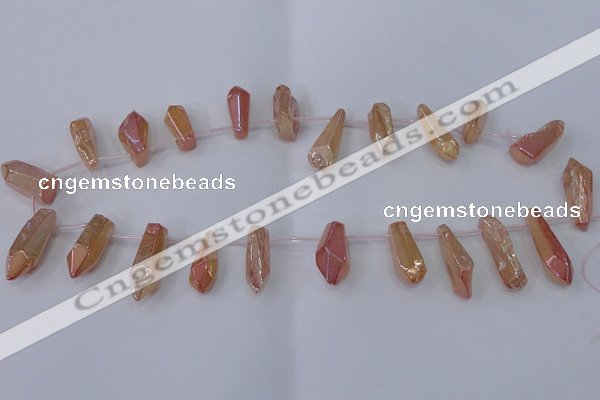 CTD1150 Top drilled 8*20mm - 10*30mm sticks plated quartz beads