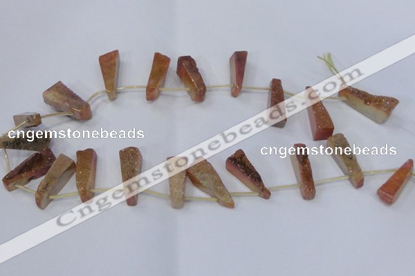 CTD1159 Top drilled 8*25mm - 10*35mm freeform plated quartz beads