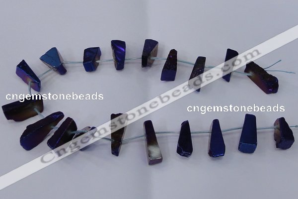 CTD1164 Top drilled 8*25mm - 10*35mm freeform plated quartz beads