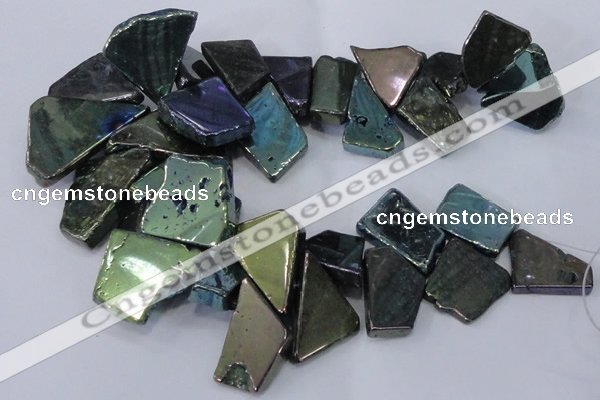 CTD1167 Top drilled 15*25mm - 30*40mm freeform plated agate beads