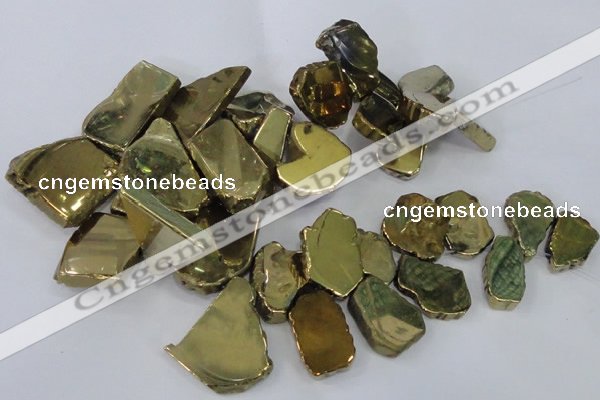 CTD1168 Top drilled 15*25mm - 30*40mm freeform plated agate beads