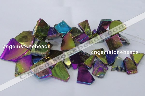 CTD1169 Top drilled 15*25mm - 30*40mm freeform plated agate beads