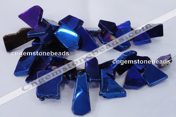 CTD1171 Top drilled 15*25mm - 30*40mm freeform plated agate beads