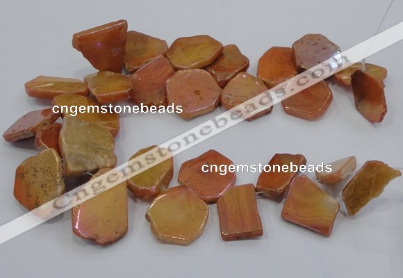 CTD1173 Top drilled 15*25mm - 30*40mm freeform plated agate beads