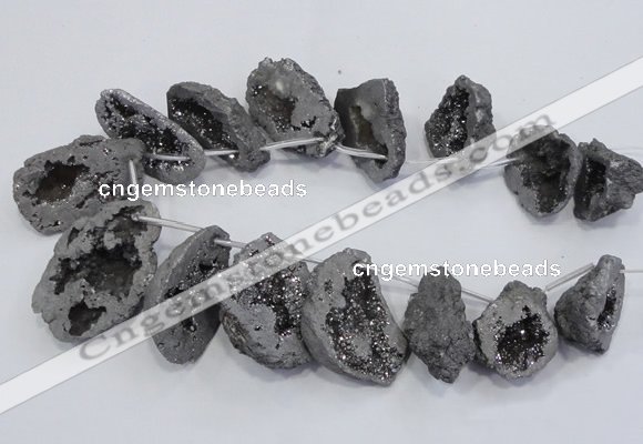 CTD1175 Top drilled 25*30mm - 35*40mm freeform plated druzy quartz  beads
