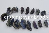 CTD1177 Top drilled 25*30mm - 35*40mm freeform plated druzy quartz  beads