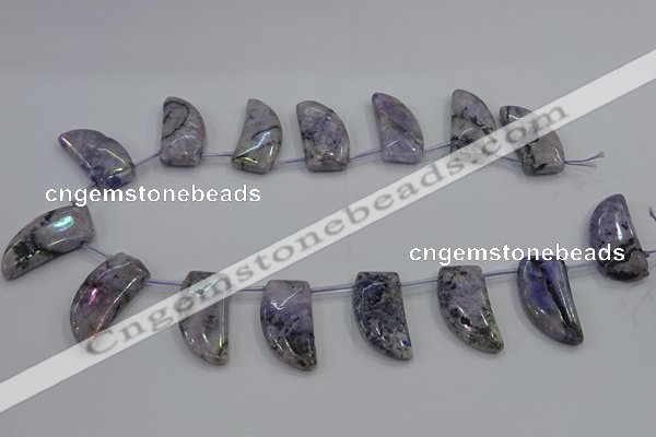 CTD1185 Top drilled 15*30mm - 16*32mm horn plated quartz beads