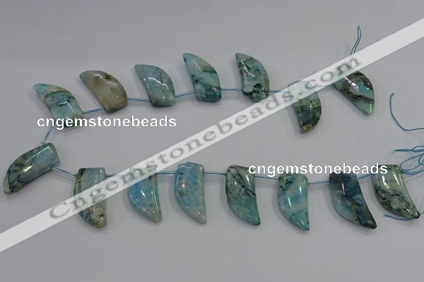 CTD1187 Top drilled 15*30mm - 16*32mm horn plated quartz beads