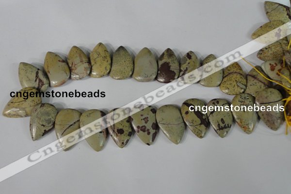 CTD12 Top drilled 22*30mm flat teardrop artistic jasper beads