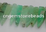 CTD1200 Top drilled 6*15mm - 7*40mm sticks Australia chrysoprase beads