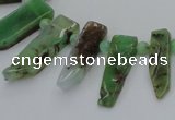 CTD1204 Top drilled 5*15mm - 8*35mm sticks Australia chrysoprase beads