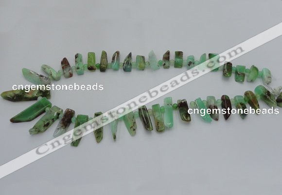 CTD1204 Top drilled 5*15mm - 8*35mm sticks Australia chrysoprase beads