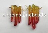 CTD1220 Top drilled 7*30mm - 9*45mm sticks plated quartz beads