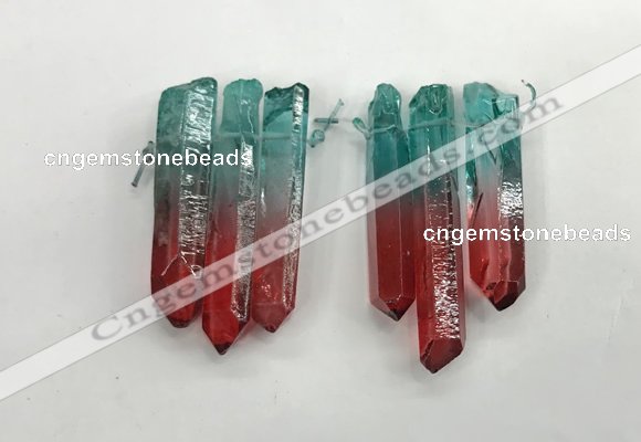 CTD1222 Top drilled 7*30mm - 9*45mm sticks plated quartz beads