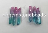 CTD1224 Top drilled 7*30mm - 9*45mm sticks plated quartz beads