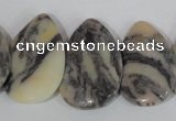 CTD15 Top drilled 22*30mm flat teardrop zebra jasper beads