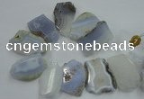 CTD1515 Top drilled 30*45mm - 35*60mm freeform blue lace agate slab beads