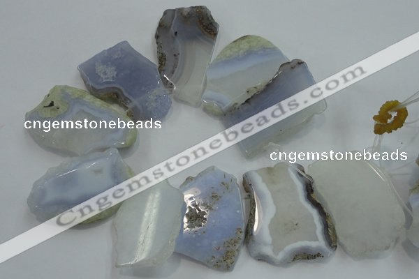 CTD1515 Top drilled 30*45mm - 35*60mm freeform blue lace agate slab beads