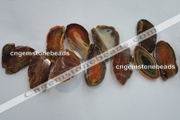 CTD1518 Top drilled 20*50mm - 30*65mm freeform agate slab beads