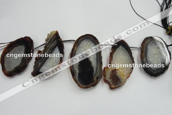 CTD1531 Top drilled 30*55mm - 40*65mm freeform agate slab beads