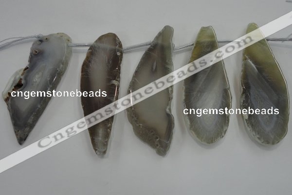 CTD1537 Top drilled 30*65mm - 35*75mm freeform agate slab beads