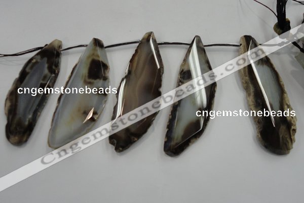 CTD1539 Top drilled 30*70mm - 35*80mm freeform agate slab beads