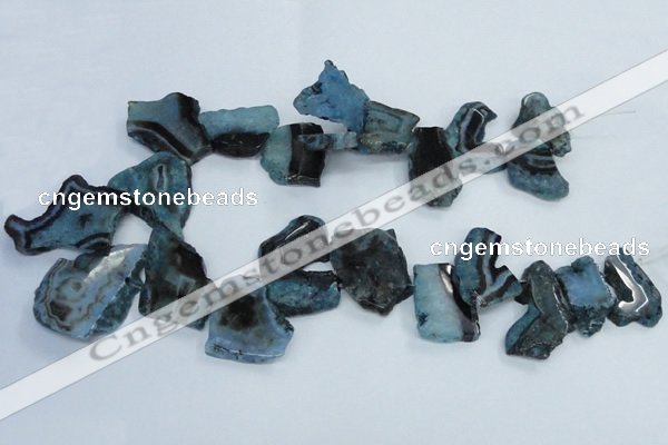 CTD1558 Top drilled 18*25mm - 30*45mm freeform blue lace agate slab beads
