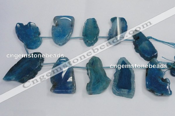 CTD1569 Top drilled 20*40mm - 30*65mm freeform agate slab beads