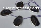 CTD1575 30*45mm - 35*50mm freeform agate beads with brass setting