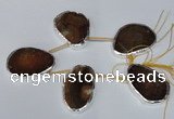 CTD1576 30*45mm - 35*50mm freeform agate beads with brass setting