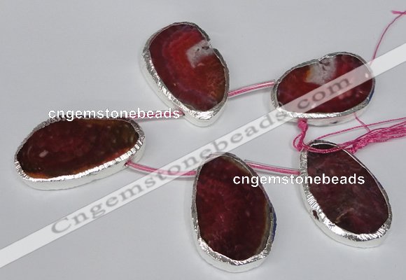 CTD1577 30*45mm - 35*50mm freeform agate beads with brass setting