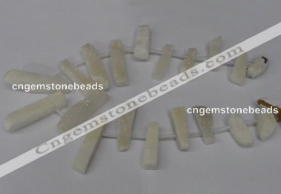 CTD1608 Top drilled 13*25mm - 15*45mm freeform plated druzy quartz beads