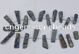 CTD1611 Top drilled 13*25mm - 15*45mm freeform plated druzy quartz beads