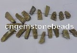 CTD1612 Top drilled 13*25mm - 15*45mm freeform plated druzy quartz beads