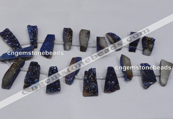 CTD1613 Top drilled 13*25mm - 15*45mm freeform plated druzy quartz beads