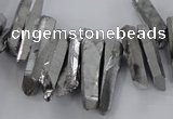 CTD1623 Top drilled 4*15mm - 6*35mm sticks plated quartz beads