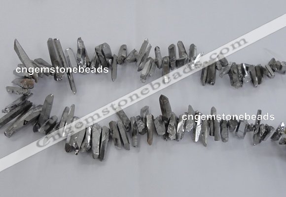 CTD1623 Top drilled 4*15mm - 6*35mm sticks plated quartz beads