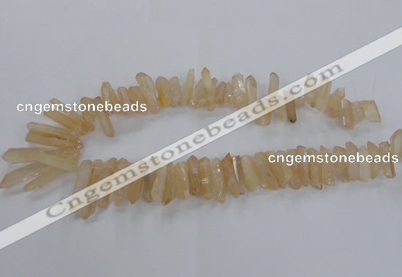 CTD1624 Top drilled 4*15mm - 6*35mm sticks plated quartz beads