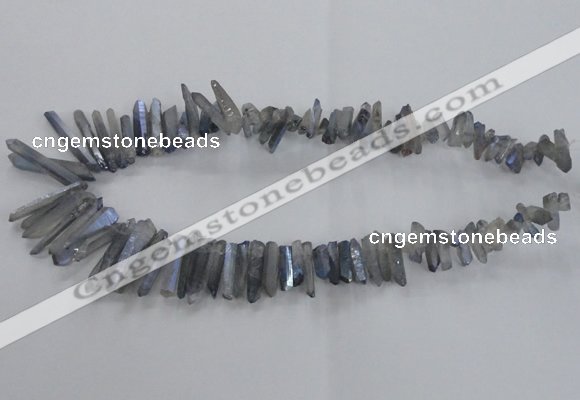 CTD1625 Top drilled 4*15mm - 6*35mm sticks plated quartz beads