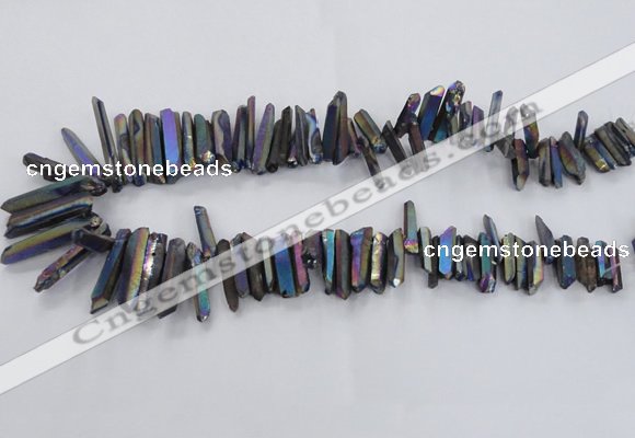 CTD1626 Top drilled 4*15mm - 6*35mm sticks plated quartz beads