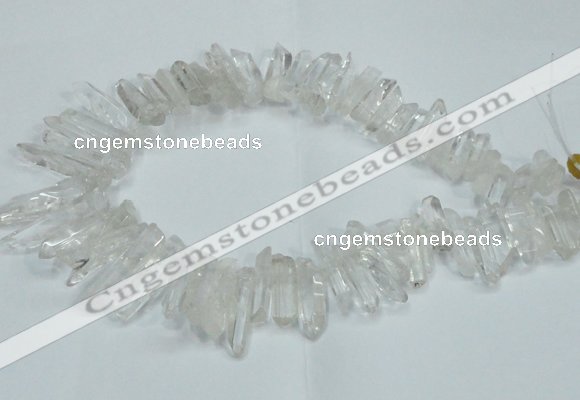 CTD1638 Top drilled 5*25mm - 7*45mm sticks white crystal beads